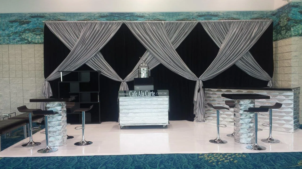Art Deco Silver Mirrored High Top - Black Top 30_W x 30_D x 42_H in Pompano Beach, Florida