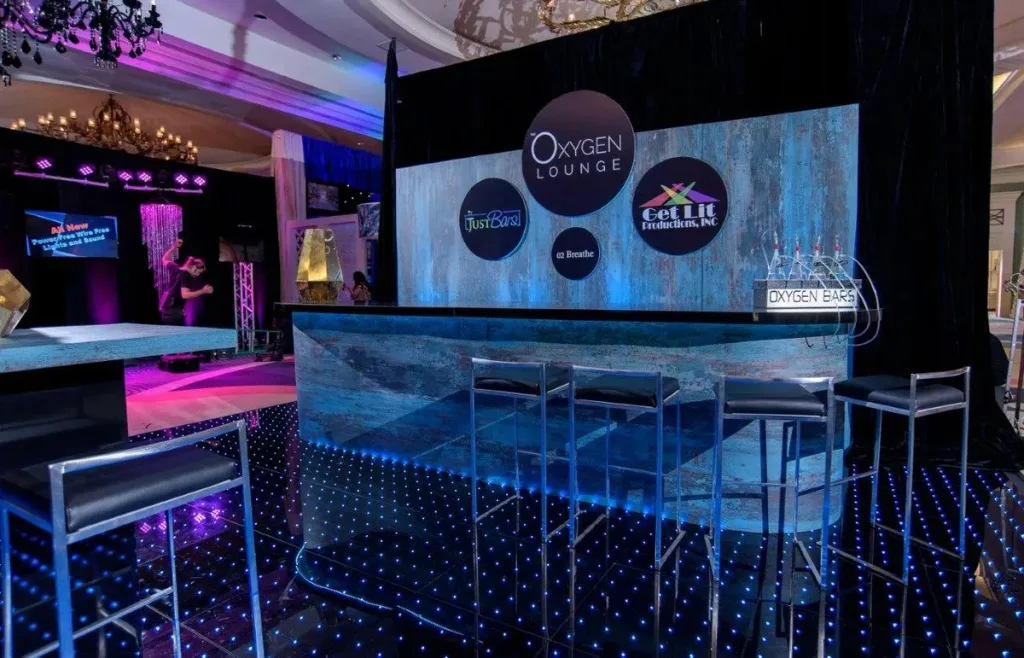 Blue Oxygen Back Bar Wall Branded