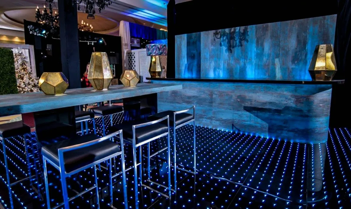 Blue Oxygen Communal High Top - Black Bases 72_W x 30_D x 42_H in Pompano Beach, Florida