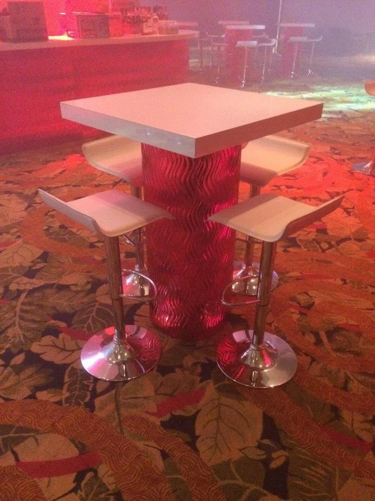Contempo Red Mirrored High Top - White Top 30_W x 30_D x 42_H in Pompano Beach, Florida