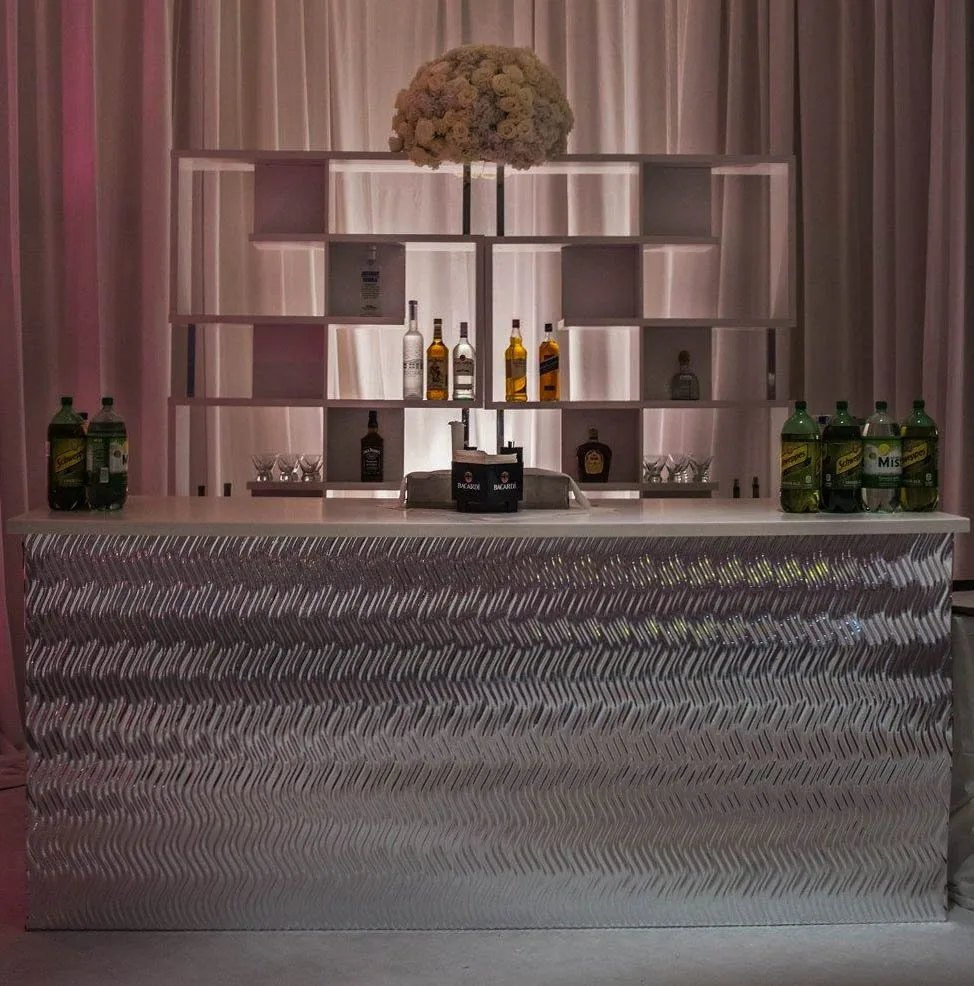 Contempo Silver Mirrored Bar 8_ Contempo Silver Mirrored SOLO Bar w_ White Top in Pompano Beach, Florida
