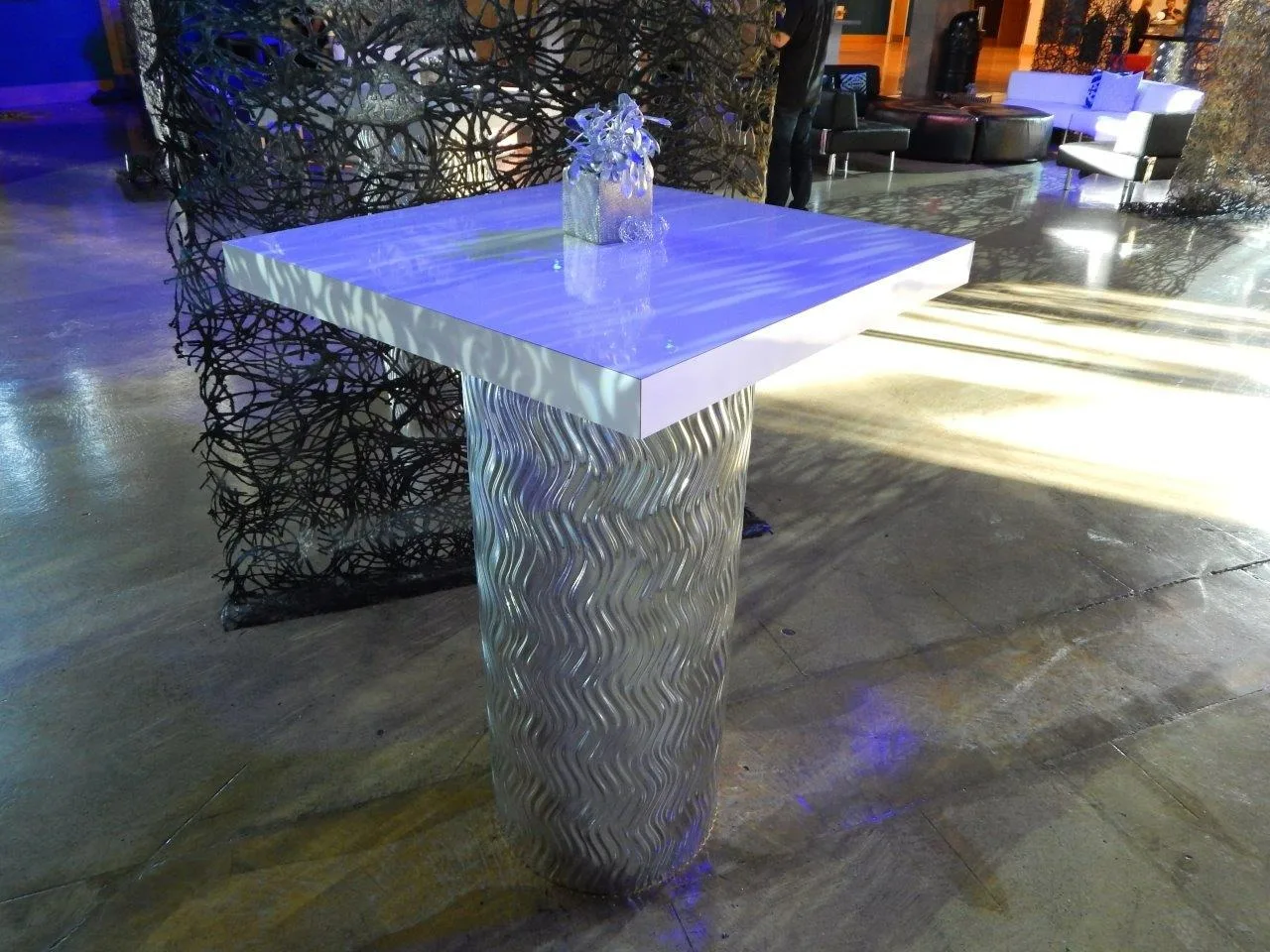 Contempo Silver Mirrored High Top - White Top 30_ 30_W x 30_D x 42_H in Pompano Beach, Florida_
