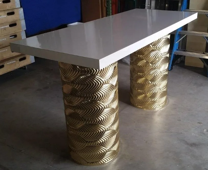 Gatsby Gold Communal High Top - White Top 72_W x 30_D x 42_H in Pompano Beach, Florida_