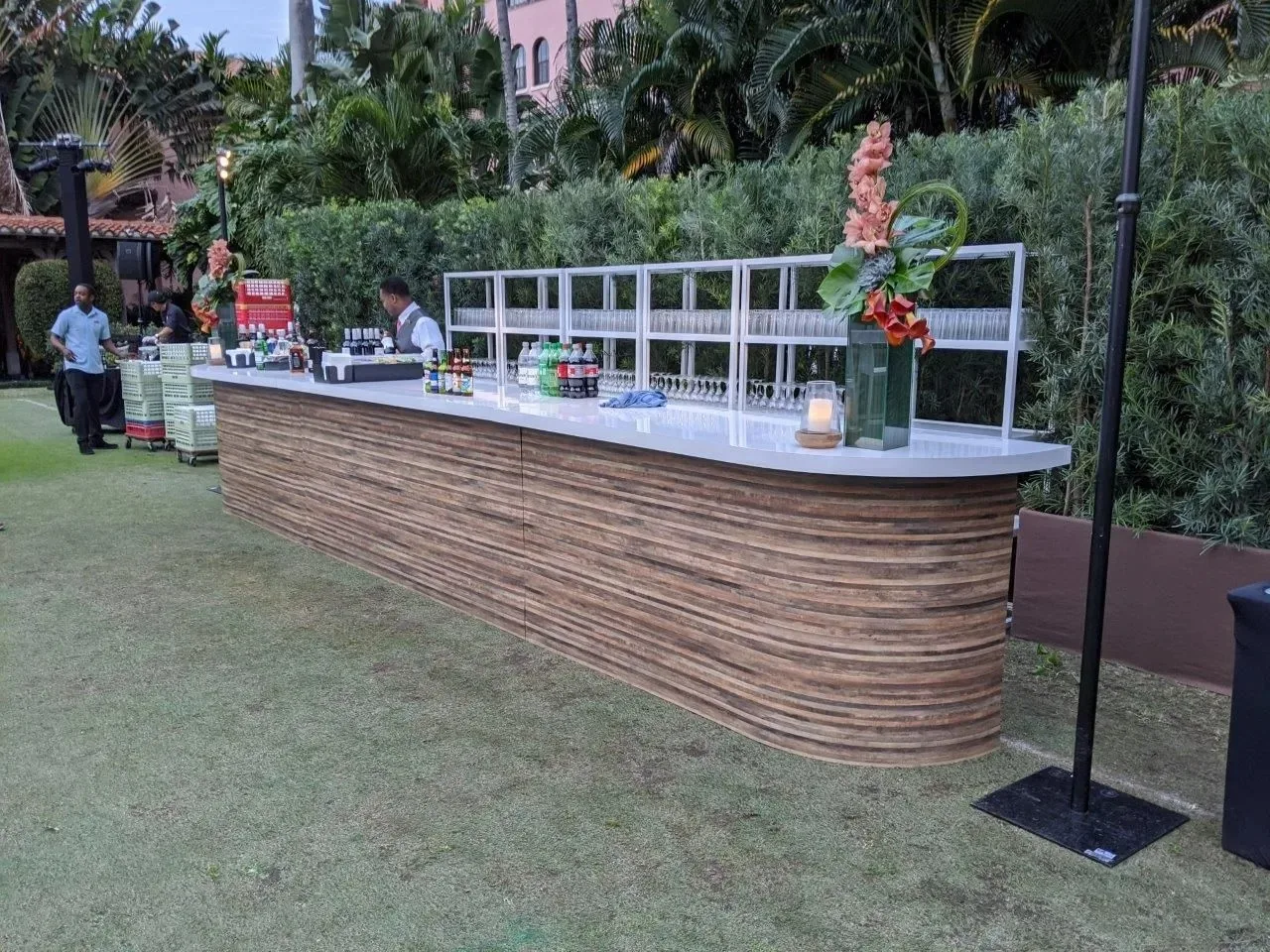 Plank Wood Bar 15_ Plank Wood Double Bar w_ White Tops in Pompano Beach, Florida