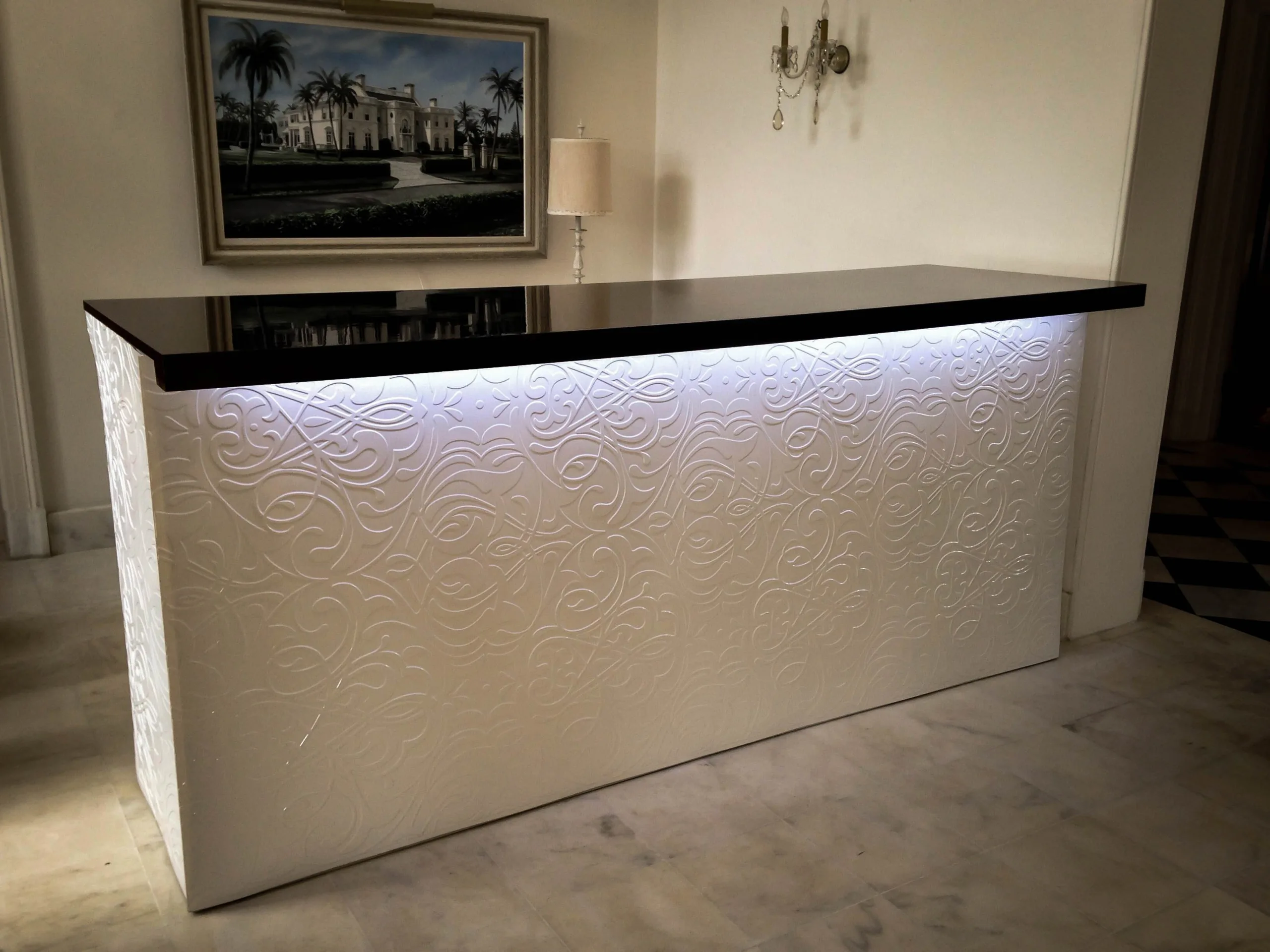 White Damask Bar 8_ White Damask SOLO Bar w_ Black Top in Pompano Beach, Florida