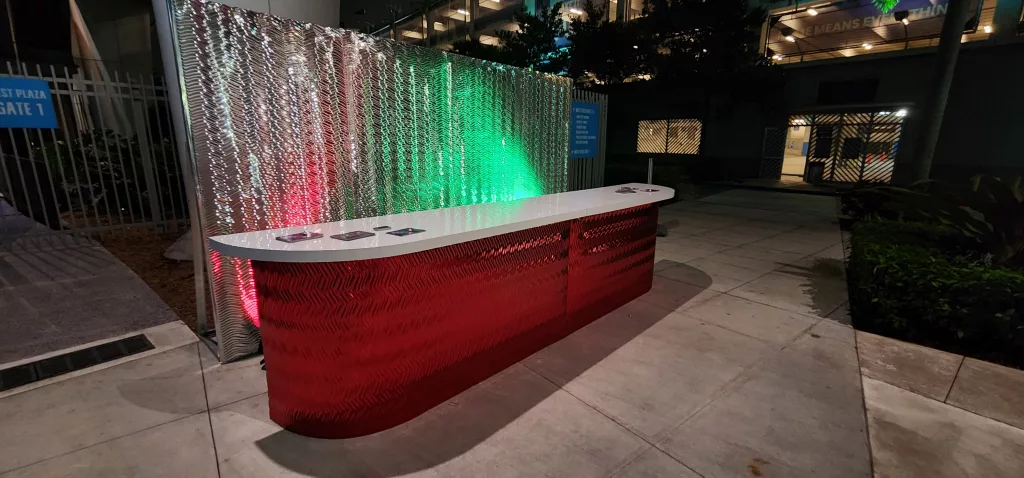 Contempo Red Mirrored Registration Counter