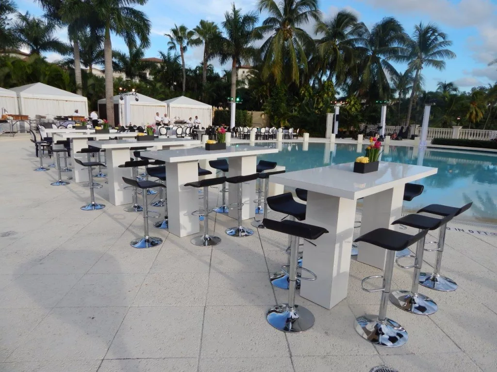 Alpine White on White High Top Communal Table - 6'"x30"x42"