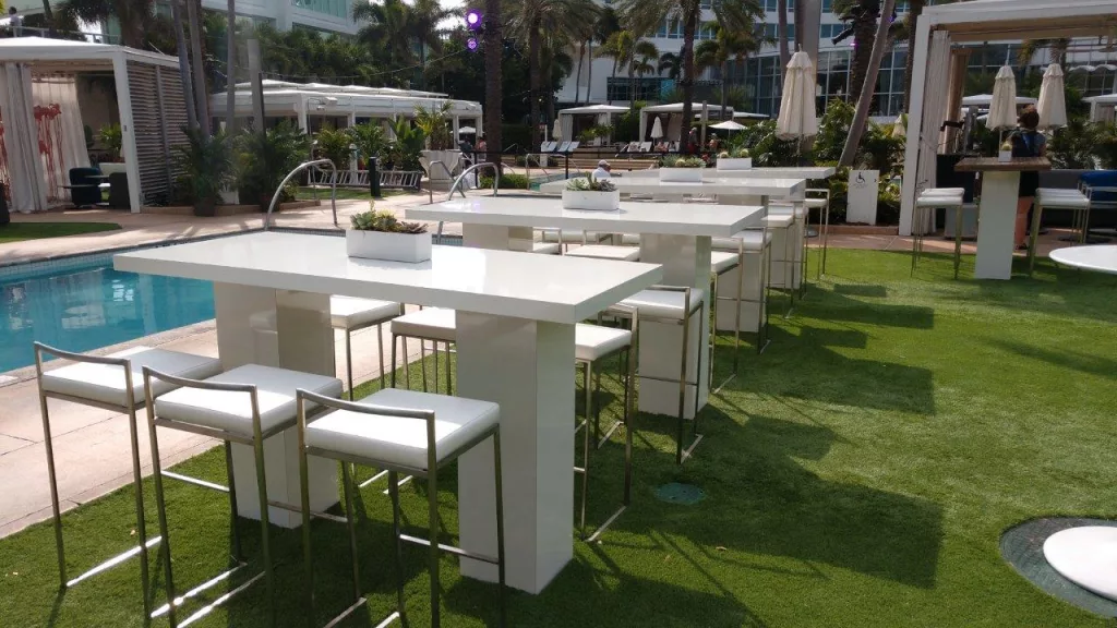 Alpine White on White High Top Communal Table - 6'"x30"x42"
