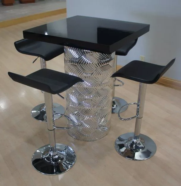 Art Deco Top High Top Table w/ Black Top- 30"x30"x42"