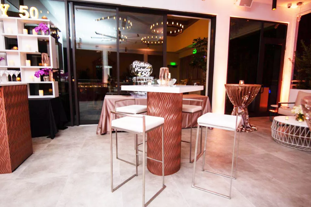 Contempo Rose Gold High Top Table w/ White Top - 30"x30"x42"