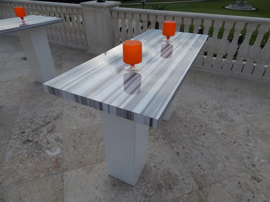 Estonia High Top Communal Table w/ White Wood Top - 6'x30"x42"