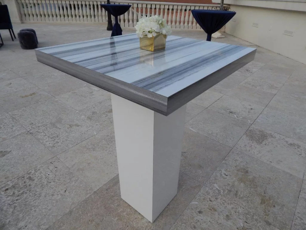 Estonia High Top Table w/ White Wood Top - 30"x30"x42"