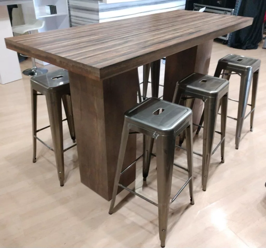 Plank Wood High Top Communal Table w/ Wood Base- 6'x30"x42"